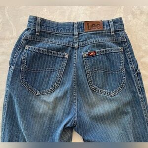 Vintage Lee Women's Blue Pinstripe Jeans 100% Cotton